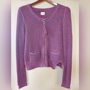 Aritzia Wilfred Free Womens Zip up Sweater. Purple/red knit. Size S